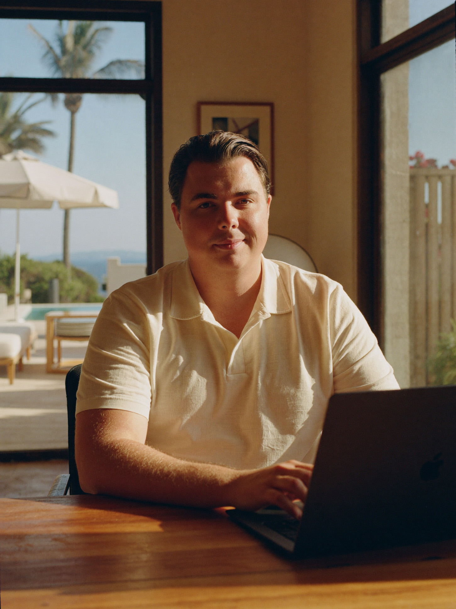 Sven, founder of Sonder Studio, editing on location